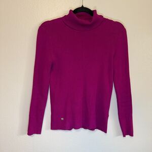 Lauren Ralph Lauren Womens Purple Turtleneck Sweater Cotton Blend Pullover Large